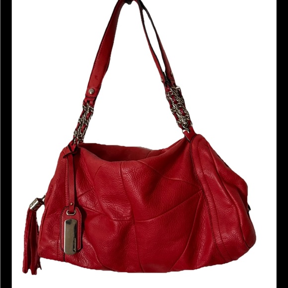 b. makowsky Handbags - B. Makowsky Cherry Red Pebbled Leather Shoulder Bag EUC